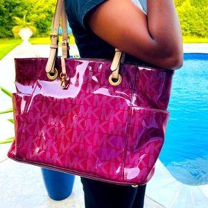 💯%🔥MICHAEL KORS BURGUNDY TOTE